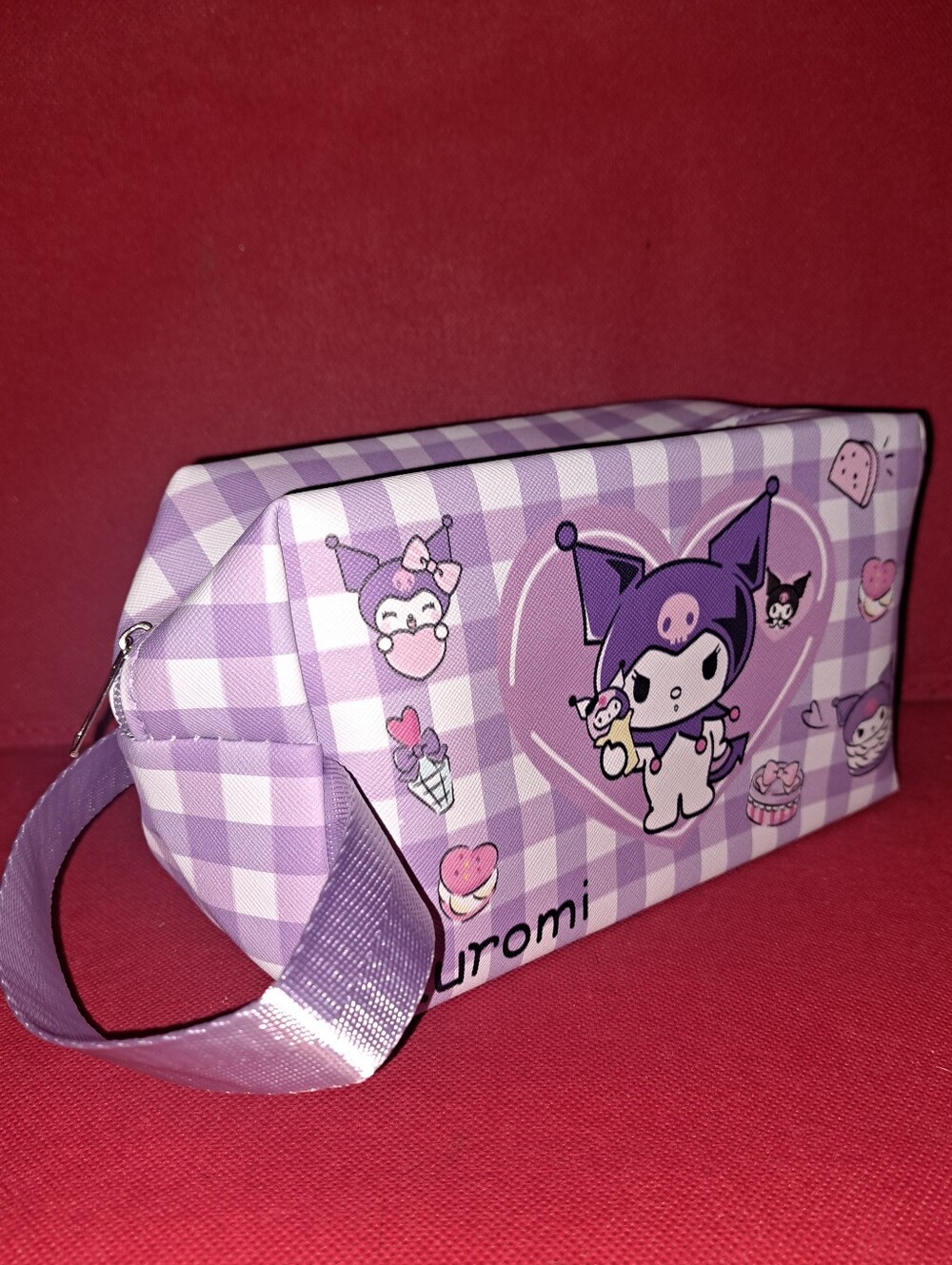 Kuromi Lavender Checkered Makeup Case - Picture 3 of 3